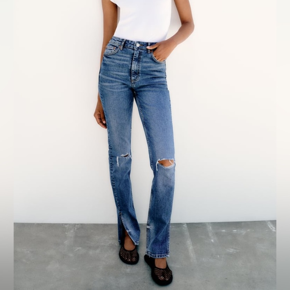 ZARA Full Length with High Waist TRF Slim Fit Jeans
